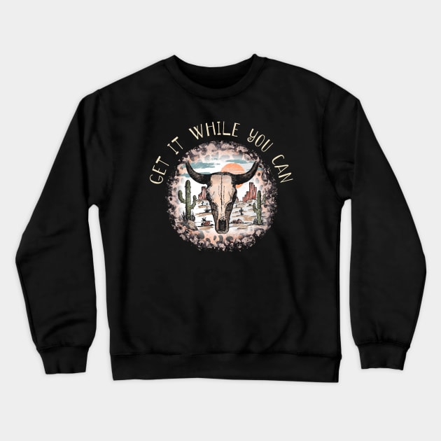 Get It While You Can Cactus Leopard Bull Crewneck Sweatshirt by Maja Wronska